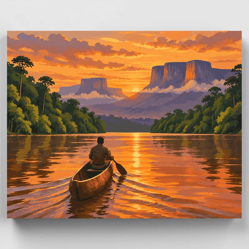 Canoe Toward the Tepuis - Paint by Numbers Kit