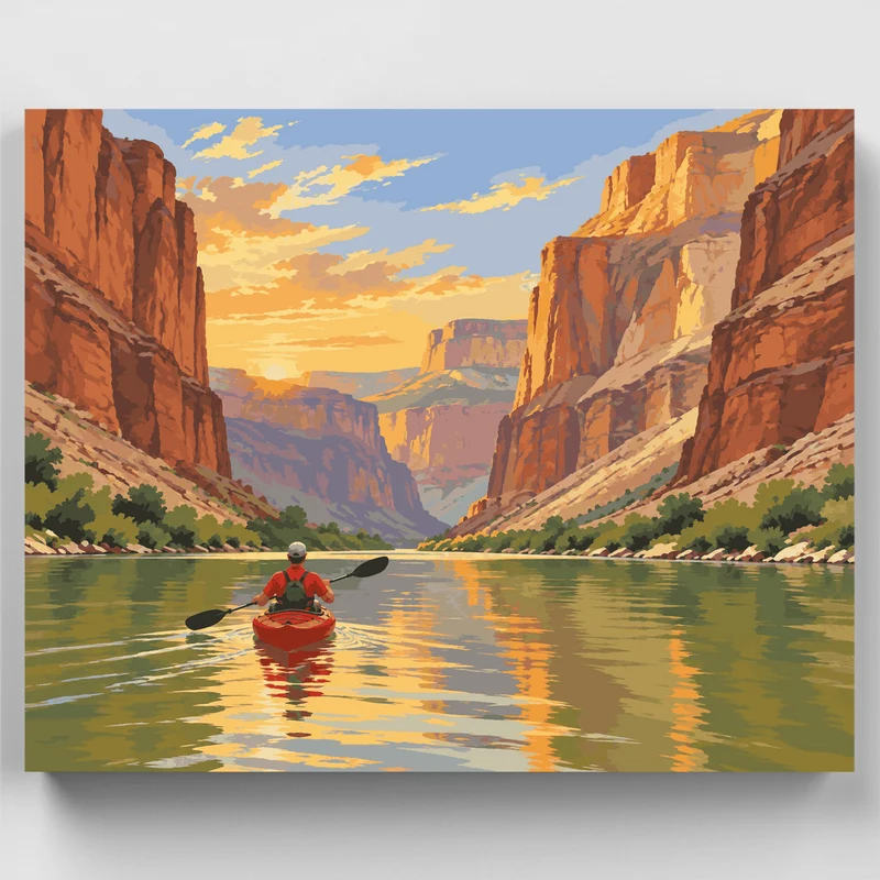 Kayaker on the Green River - Paint by Numbers Kit