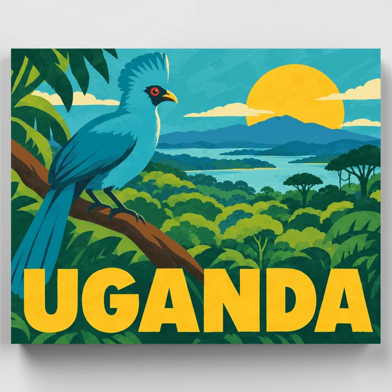 Blue Turaco Over Bwindi - Paint by Numbers Kit