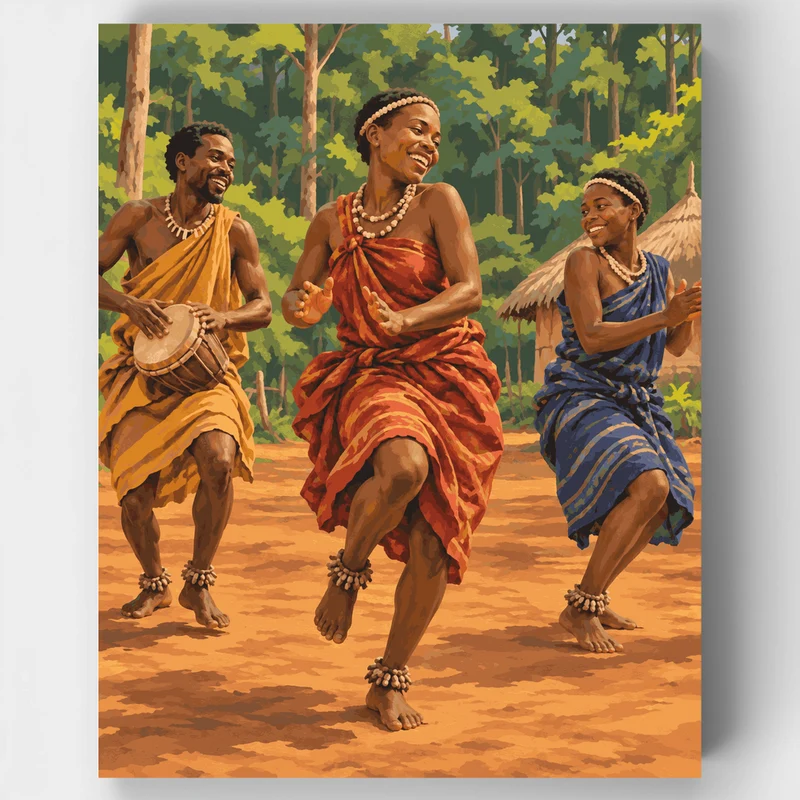 Batwa Forest Dancers - Paint by Numbers Kit