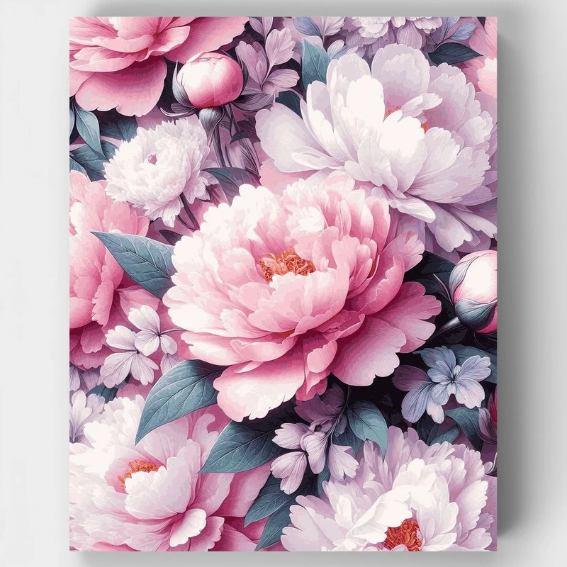 "Silken Peonies" Paint by Numbers Kit